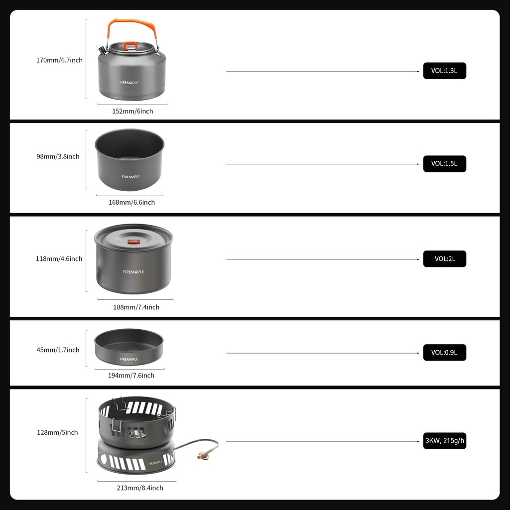 Fire Maple Cooking Kit with Gas Burner